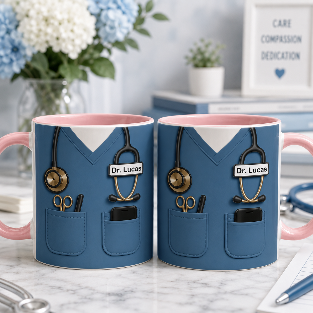 Personalisierte Tasse für Krankenschwestern und Ärzte – Medizinischer Peeling-Effekt 3D-Geschenk
