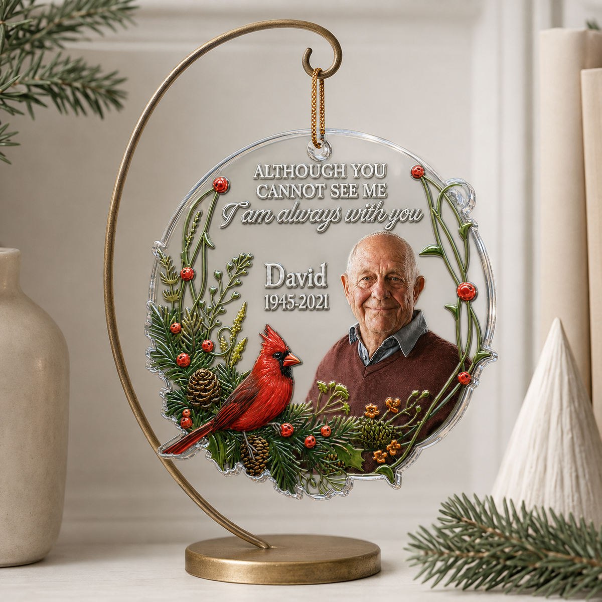 Personalized Memorial Photo Ornament, Custom Acrylic Christmas Remembrance Ornament, Sympathy Gift for Loss of Loved One