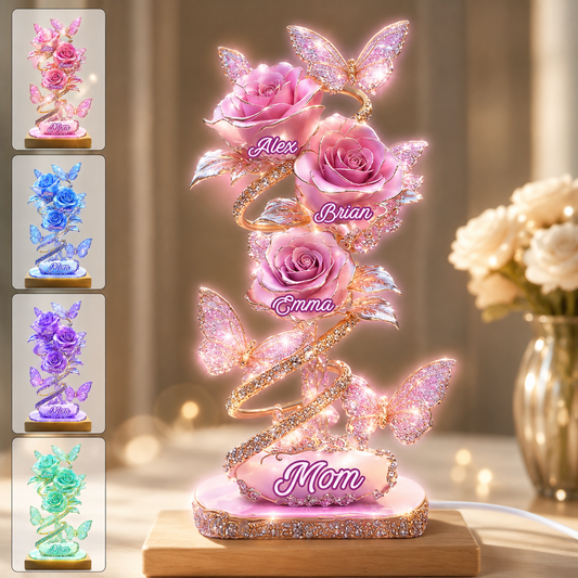 Personalisierte Acrylplatte „Mein Garten“ für Mama, Oma – individuelles Blumen-Nachtlicht