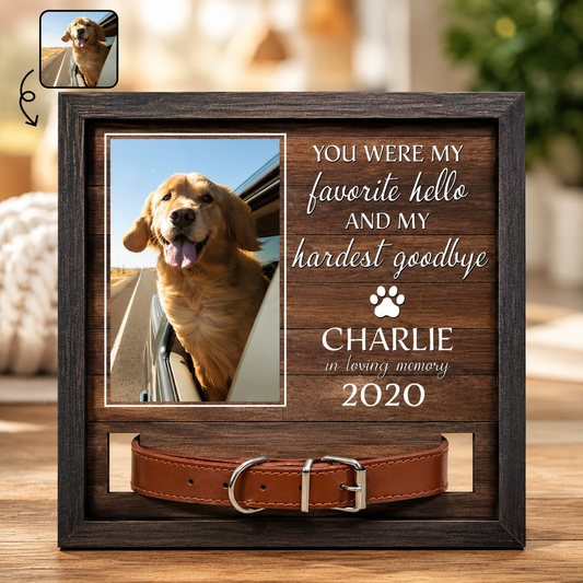 My Hardest Goodbye Tiergedenkrahmen – Personalisierter Foto- und Halsband-Andenkenrahmen