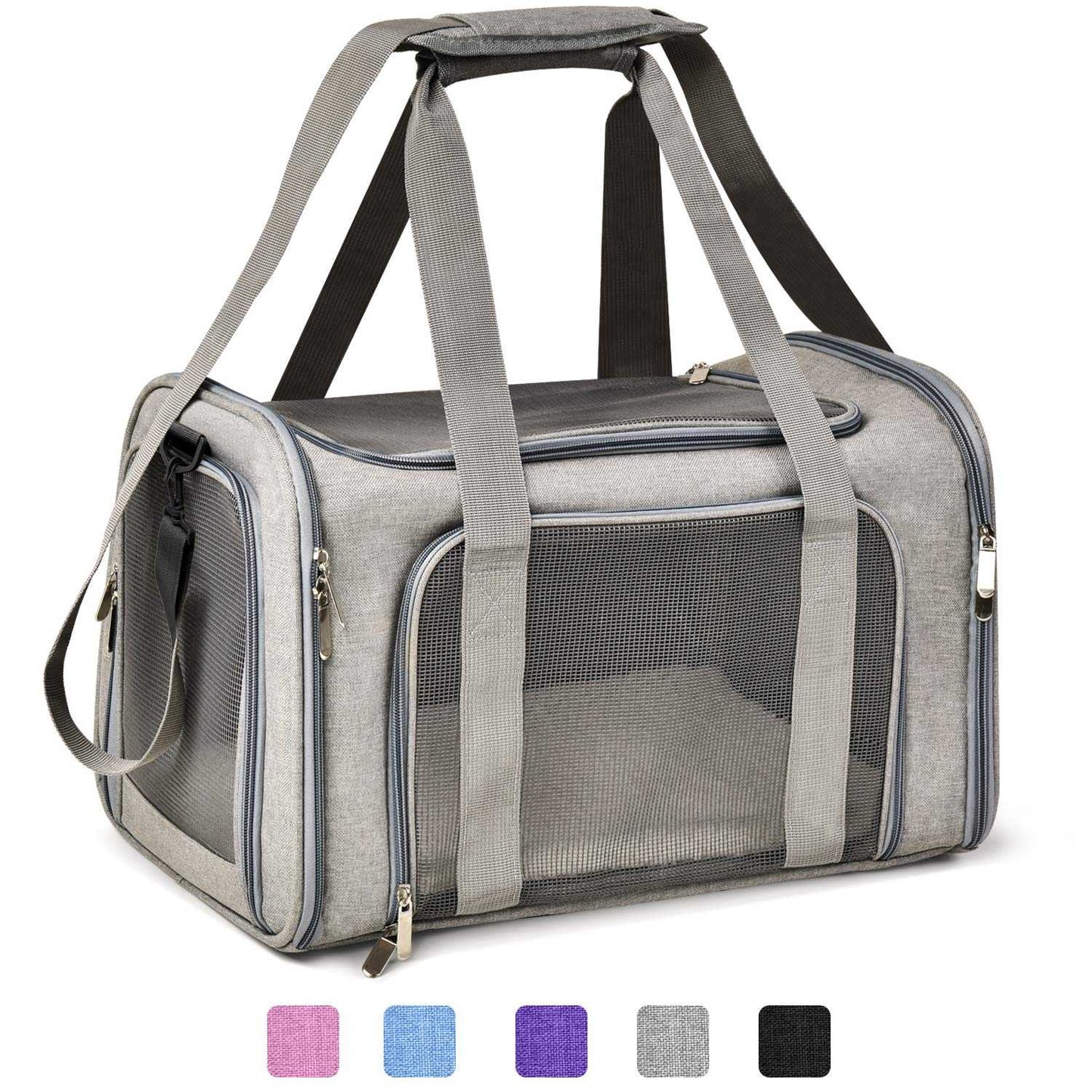 Airline Approved Pet Carrier Large – Soft Sided Cat Dog Travel Bag for Small Pets, Portable Collapsible Under-Seat with Full Mesh & Shoulder Strap