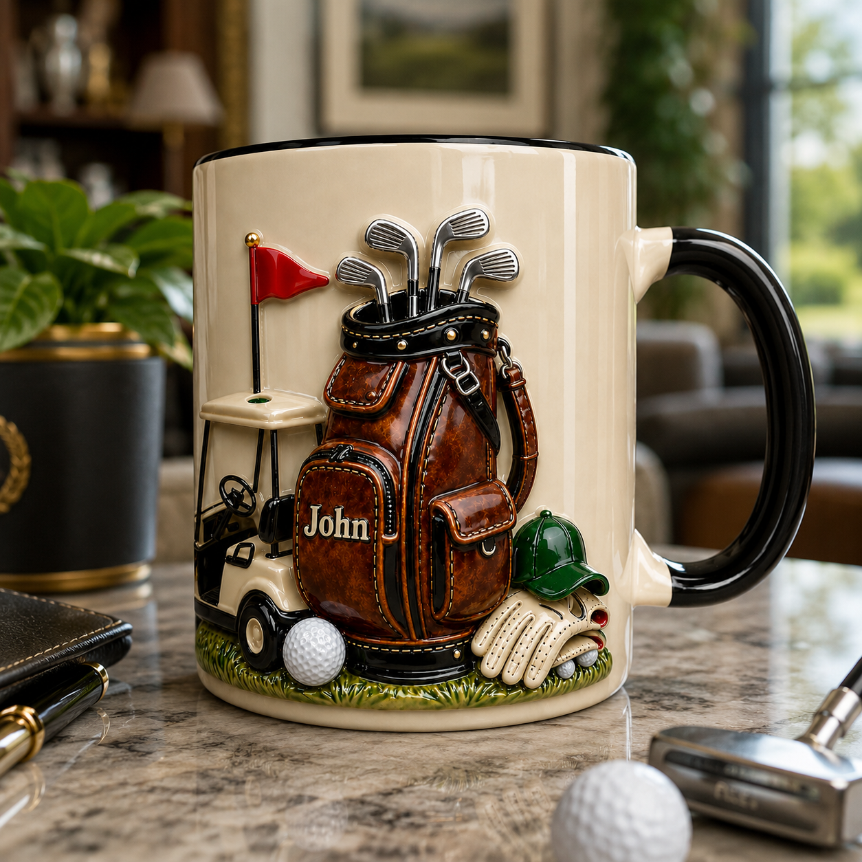 On The Course Golf Mug 3D Effect  – Personalized Golf Gift for Men, Custom Name Golfer Mug