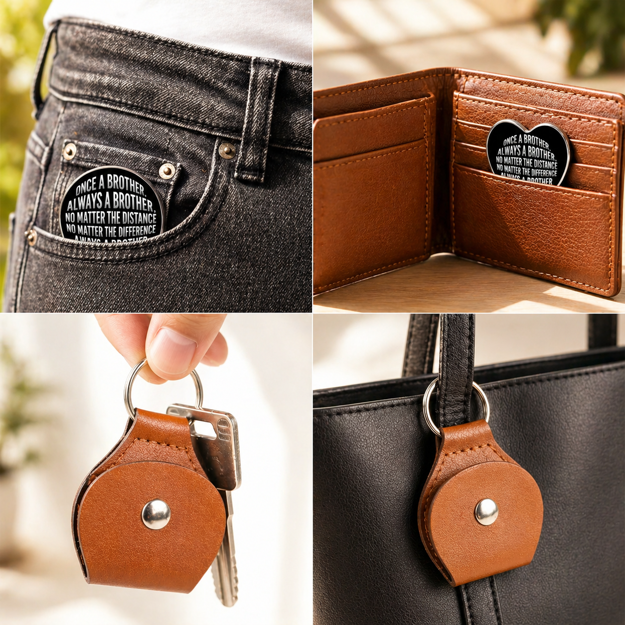 Einmal ein Bruder, immer ein Bruder, egal die Entfernung – Personalisierter Leder-Taschenumarmung