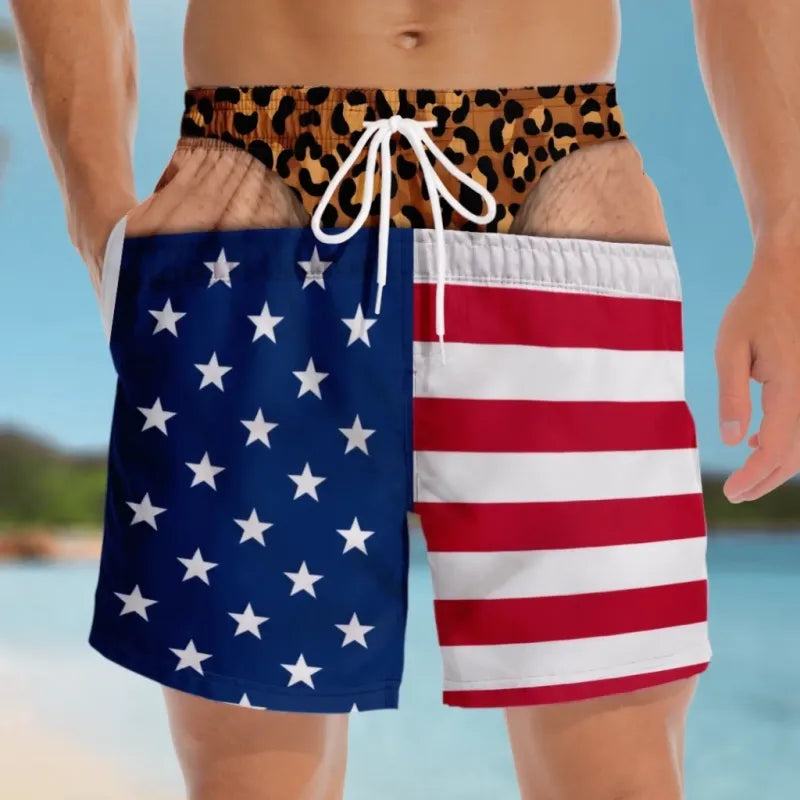 Funny Men’s Optical Illusion 3D Effect Swim Trunks, Novelty Quick Dry Board Shorts, Gag Gift for Husband Boyfriend Dad, Beach Pool Party Shorts