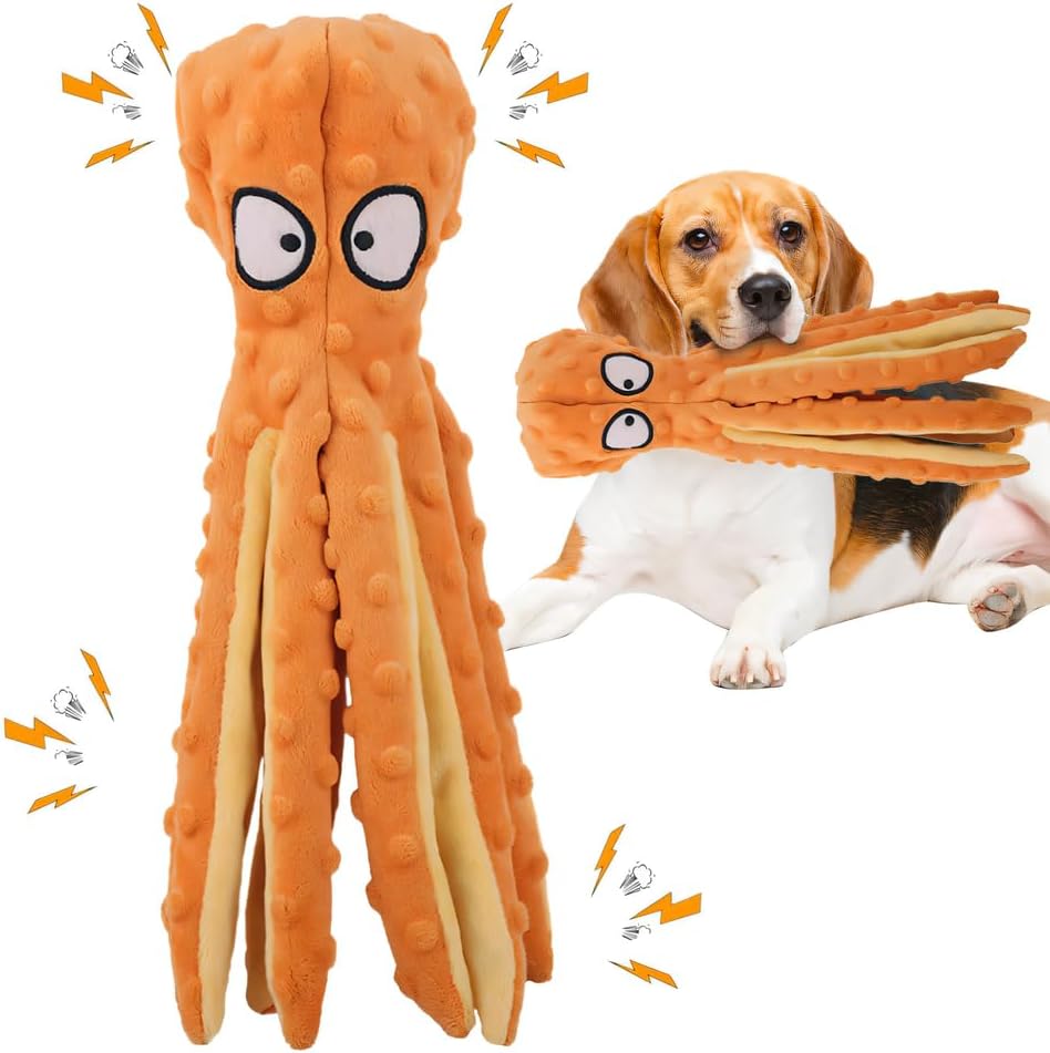 2025 New 3pcs Unbreak-Octopus for Heavy Chewers - Soft Chew Toys for Teething Pets, Interactive No-Stuffing Plush Octopus Pet Gifts