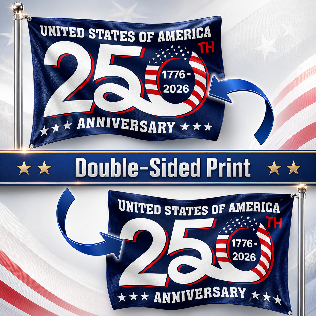 1776–2026 America 250th Anniversary Flag – Patriotic USA Decoration