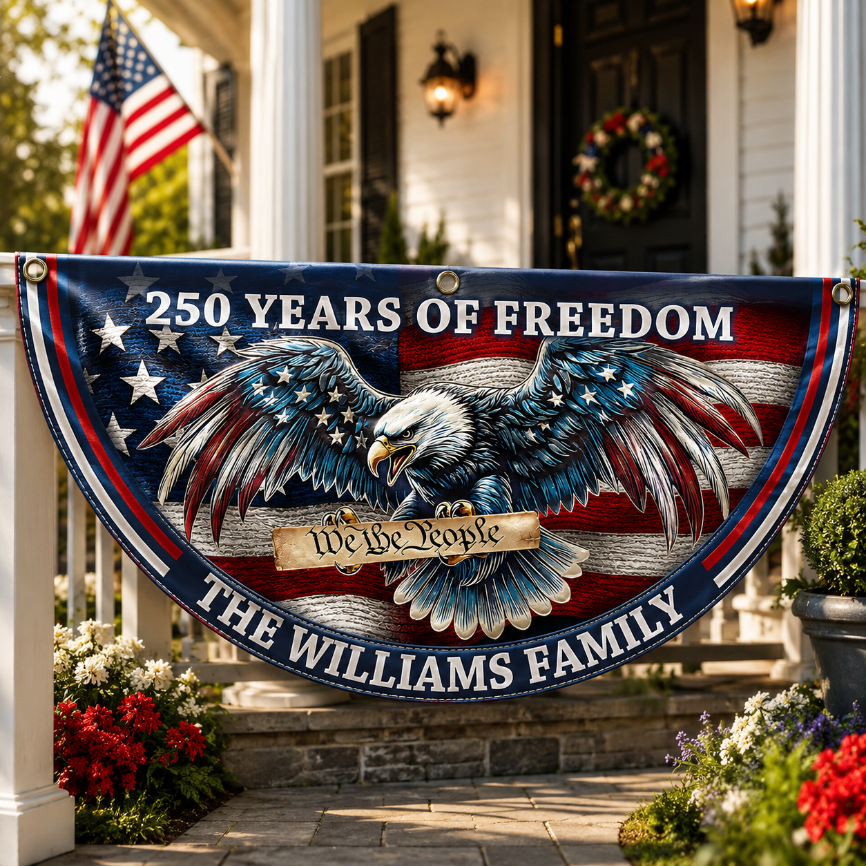 Personalized We The People Patriotic Eagle Fan Flag