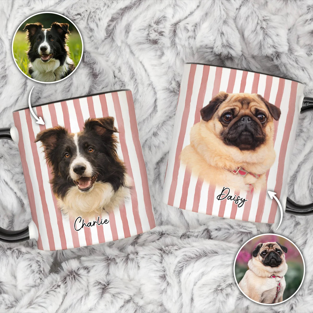 Personalized Pet Portrait Mug with Photo, Custom Glitch Soul Dog Cat Ceramic Coffee Cup, Gift for Dog Mom Cat Mom Pet Lover