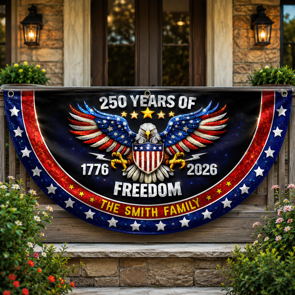 Personalized America 250 Freedom Eagle Fan Flag
