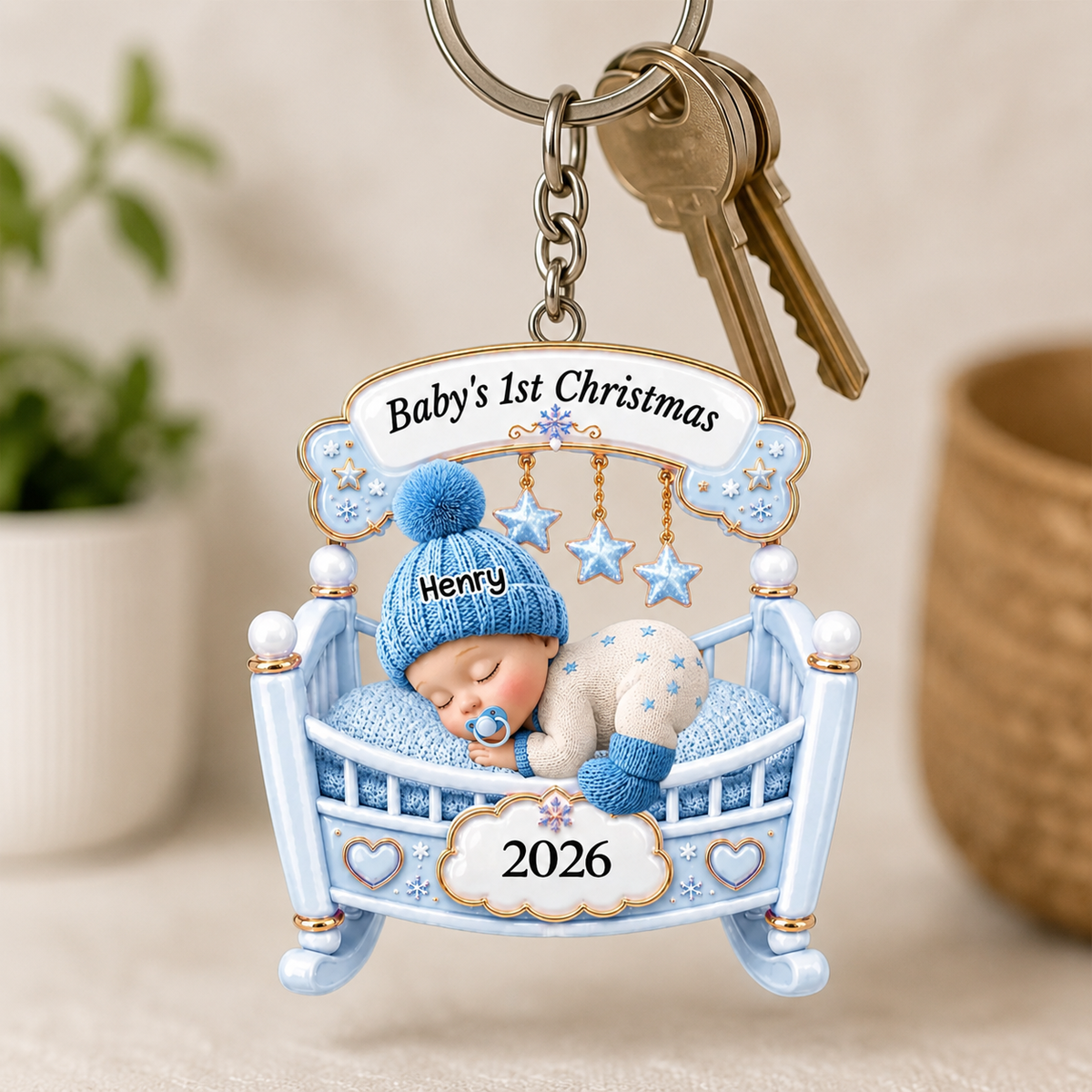 Personalized Baby First Christmas 3D Effect Ornament, The Sweetest Miracle Custom Newborn Acrylic Keepsake, Gift for New Parents Baby Boy Girl