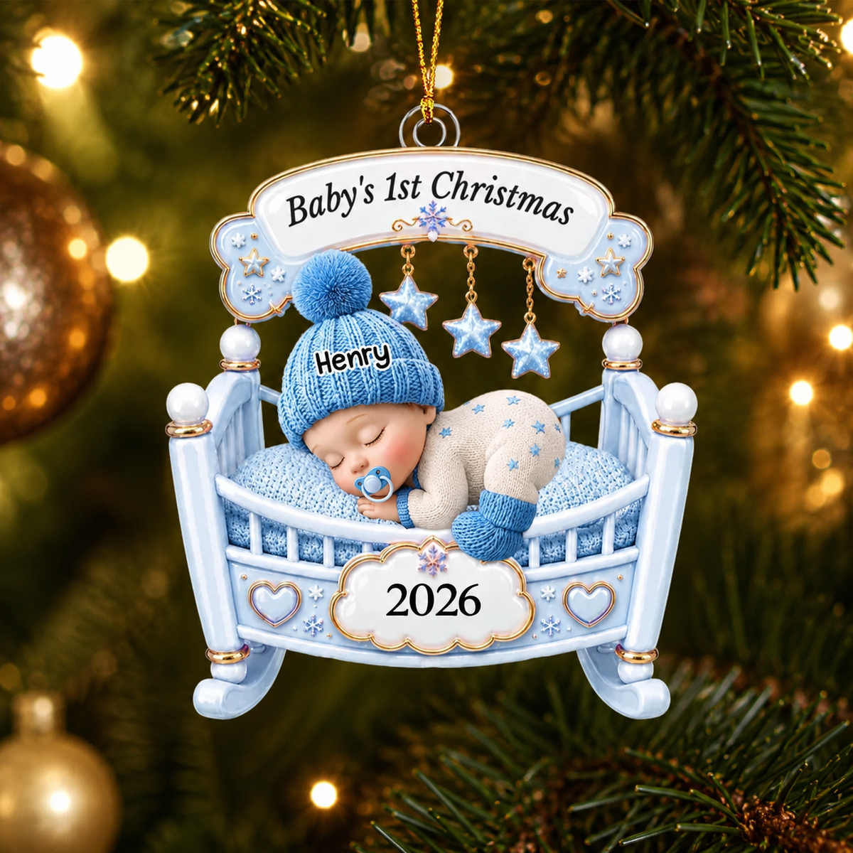Personalized Baby First Christmas 3D Effect Ornament, The Sweetest Miracle Custom Newborn Acrylic Keepsake, Gift for New Parents Baby Boy Girl