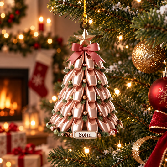 Personalized Ballet 3D Effect Christmas Ornament with Name, Custom Ballerina Pointe Shoes Acrylic Tree Ornament, Gift for Dancer Ballet Student