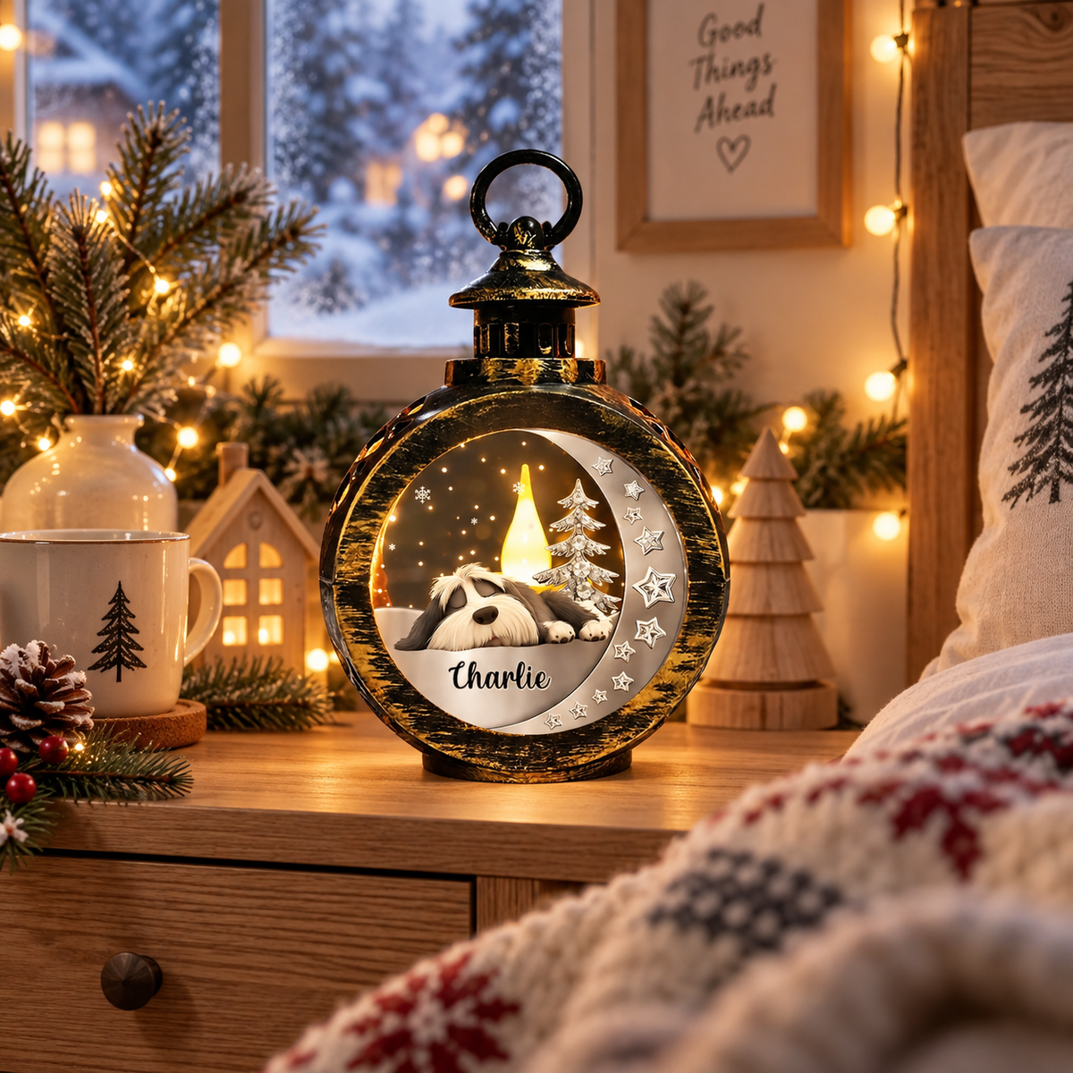 Personalized Beside You 3D Effect Christmas Lantern, Custom Memorial Light, Remembrance Keepsake Gift for Family Loved Ones