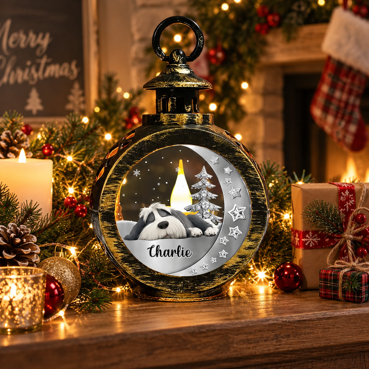 Personalized Beside You 3D Effect Christmas Lantern, Custom Memorial Light, Remembrance Keepsake Gift for Family Loved Ones