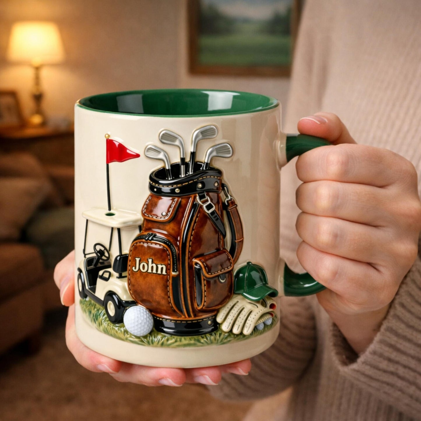 On The Course Golf Mug 3D Effect  – Personalized Golf Gift for Men, Custom Name Golfer Mug