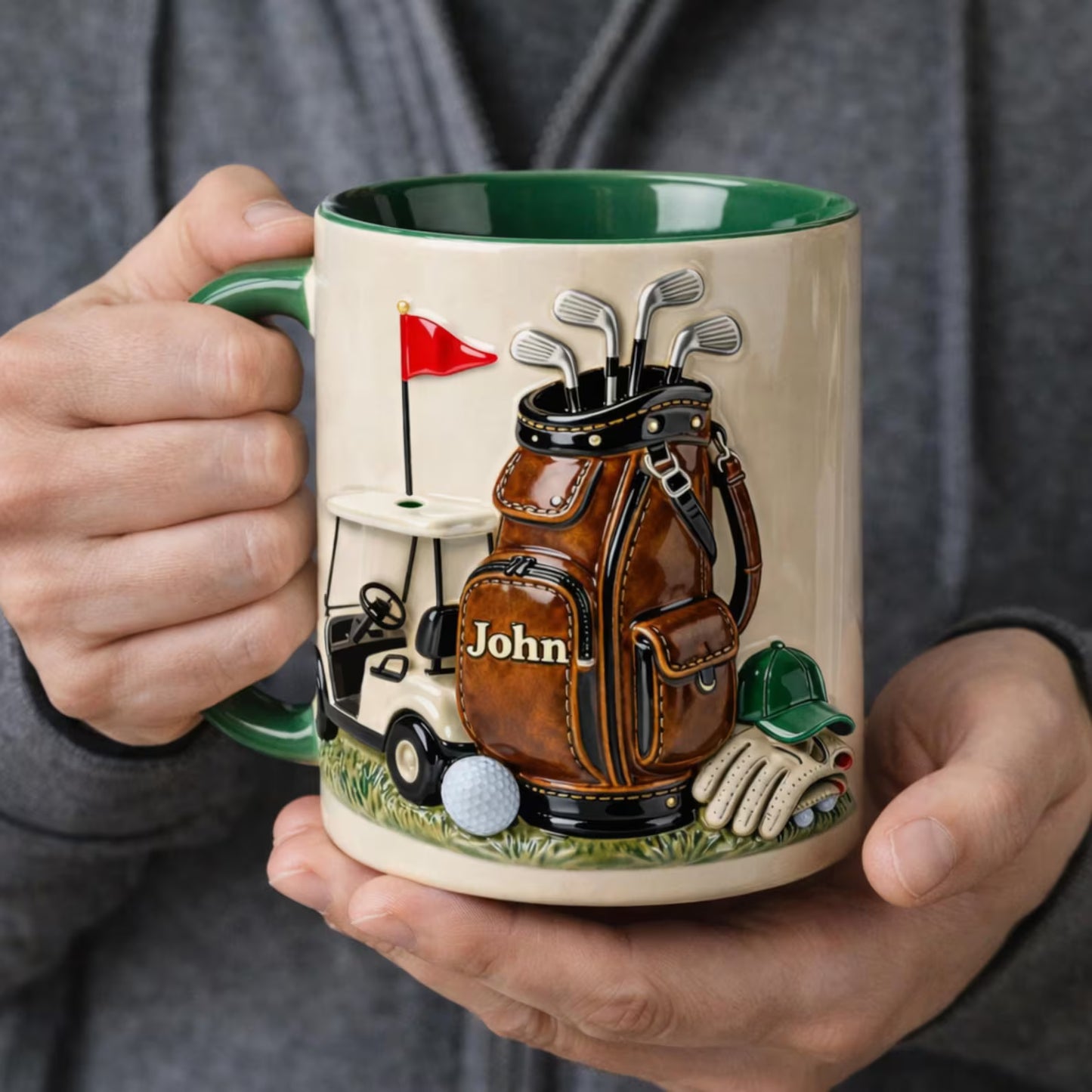 On The Course Golf Mug 3D Effect  – Personalized Golf Gift for Men, Custom Name Golfer Mug