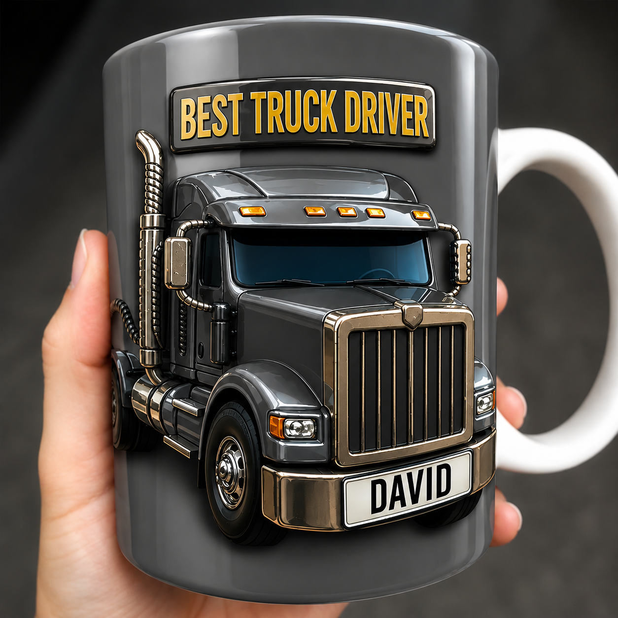 Personalized Best Truck Driver Coffee Mug 3D Effect with Custom Name, Ceramic Gift for Truck Driver, Trucker Coffee Cup, 11oz 15oz