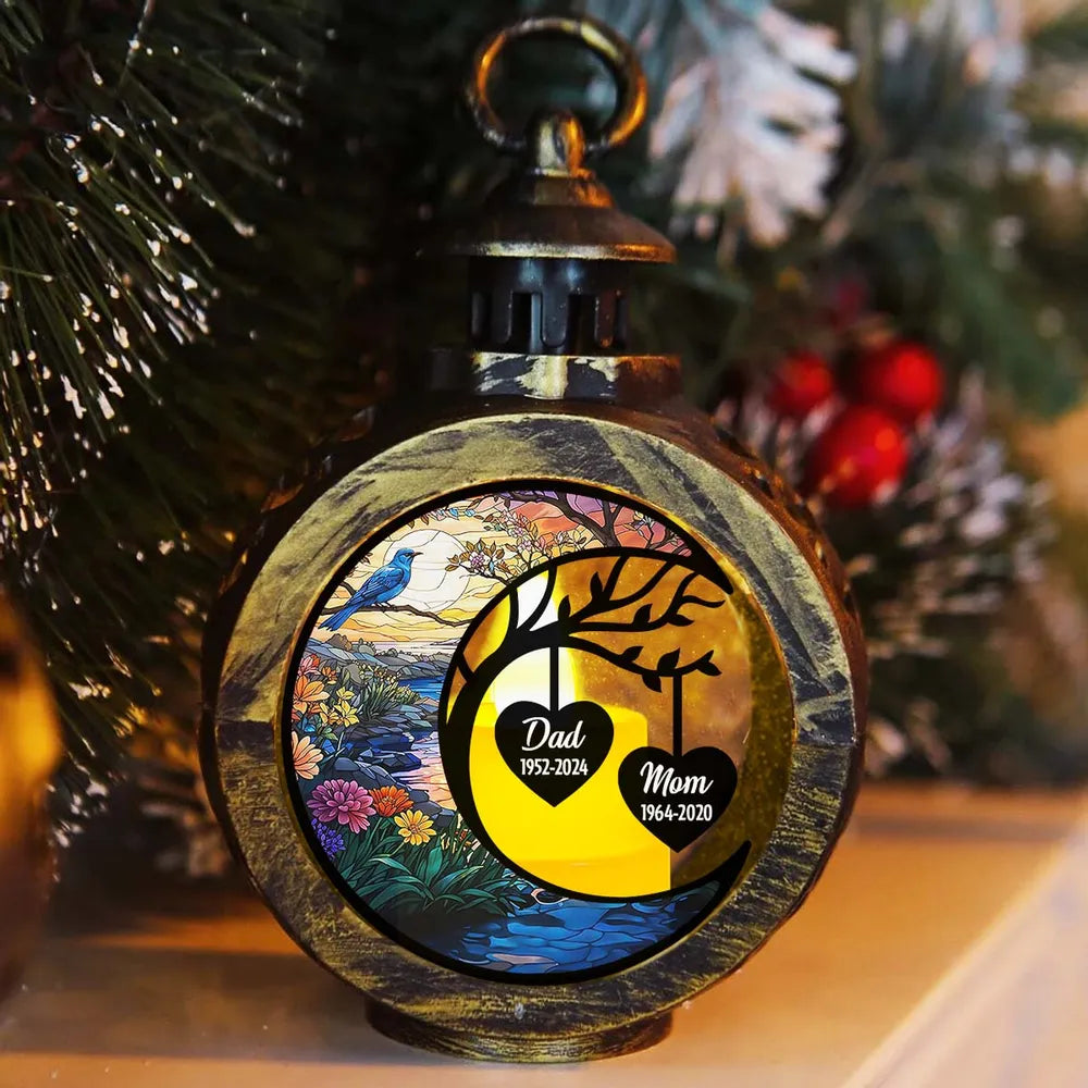 Personalized In Heaven Christmas Lantern, Custom Memorial Light with Name or Message, Remembrance Gift for Loss of Loved One Family