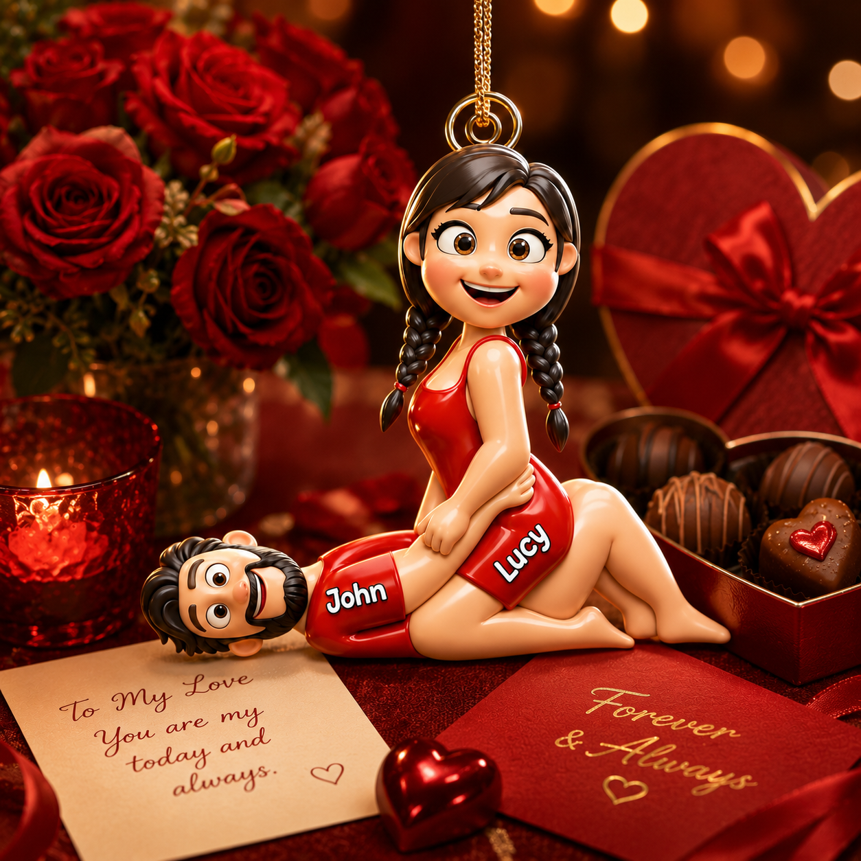 Personalized Naughty Couple 3D Acrylic Ornament, Custom Cartoon Couple Christmas Ornament, Funny Romantic Gift for Couples, Anniversary & Christmas Keepsake