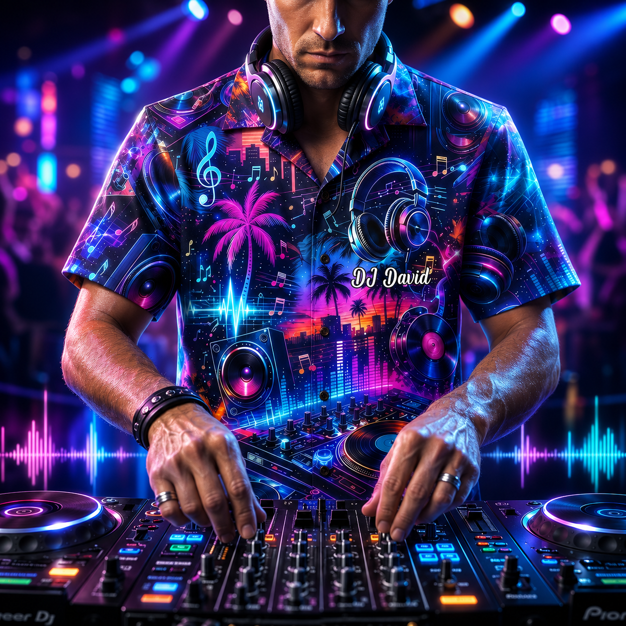 Personalized DJ 3D Hawaiian Shirt, Custom Music Lover Aloha Shirt, DJ Festival Button Up Shirt, EDM Party Shirt, Personalized Gift for DJs