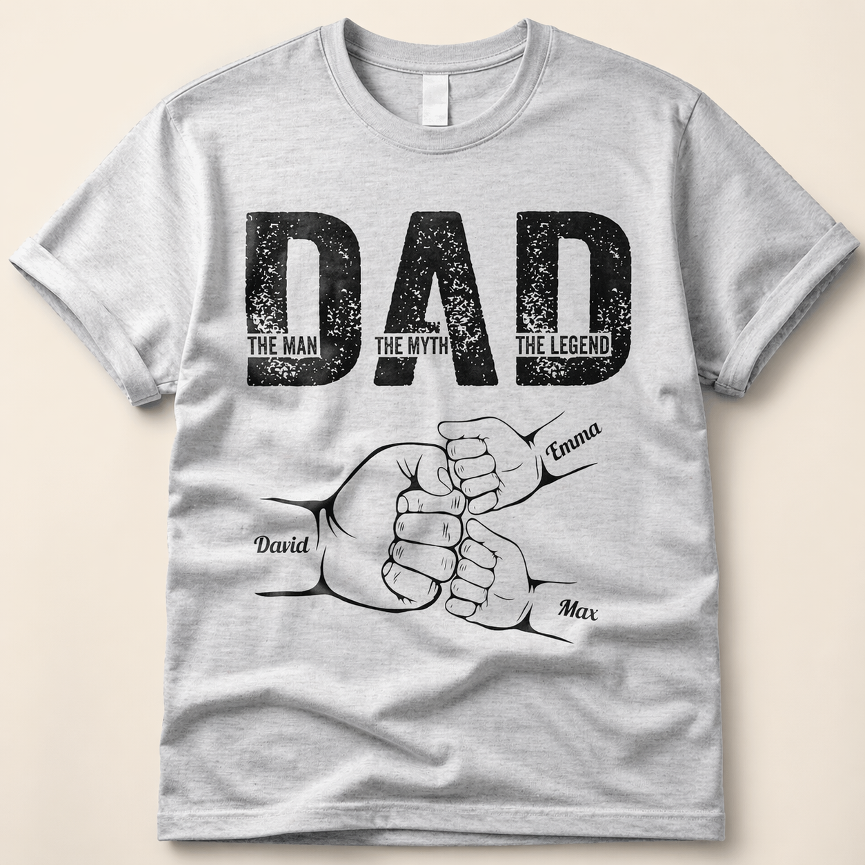 Vatertagsgeschenke, Personalisiertes T-Shirt „Dad The Man The Myth The Legend“ – Ein Geschenk, das er mit Stolz tragen wird