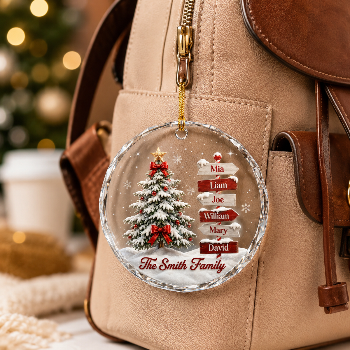 Personalized Family Glass Christmas Ornament with Names, Custom Family Signpost Keepsake, Gift for Parents Grandparents Family