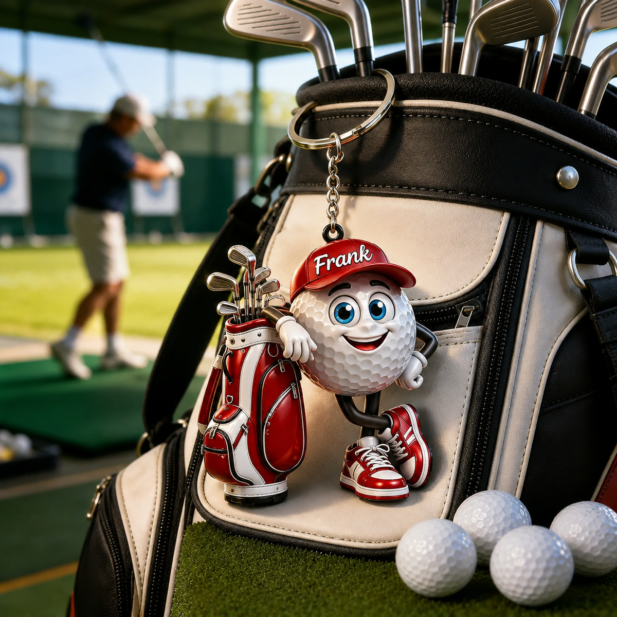 Golf Player Personalized 3D Effect Keychain, Custom Golf Ball Acrylic Keychain with Name, Funny Golfer Gift for Men, Golf Lover Gift, Father's Day Gift