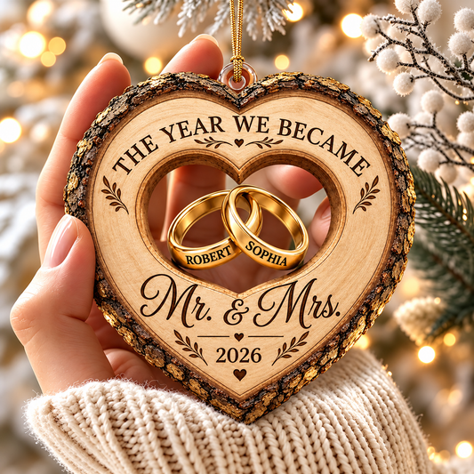 Personalized First Christmas as Mr & Mrs Ornament with Names & Wedding Year, Custom Acrylic Newlywed Keepsake, Wedding Gift for Couple