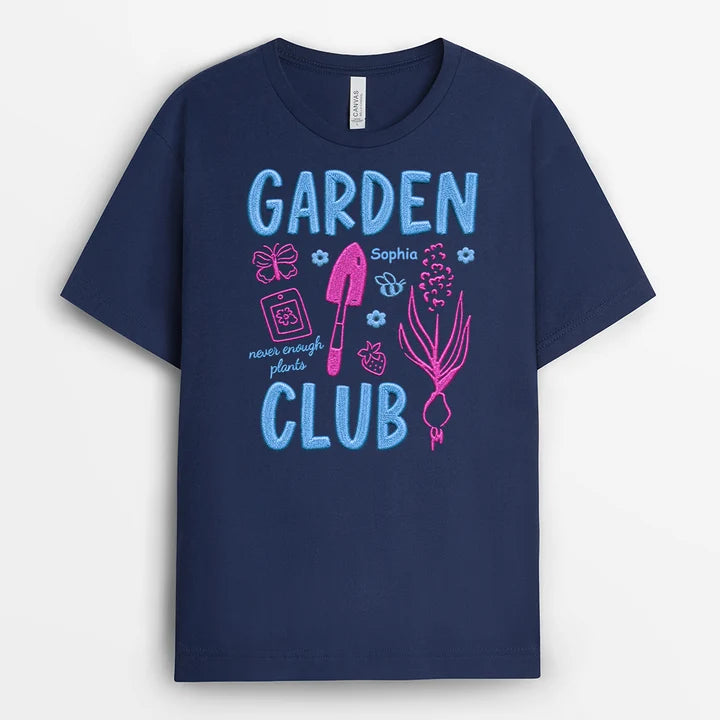 Personalized Garden Club T-Shirt, 3D Print Effect Gardening Shirt, Custom Gift for Gardener Mom Dad Women Men Plant Lover