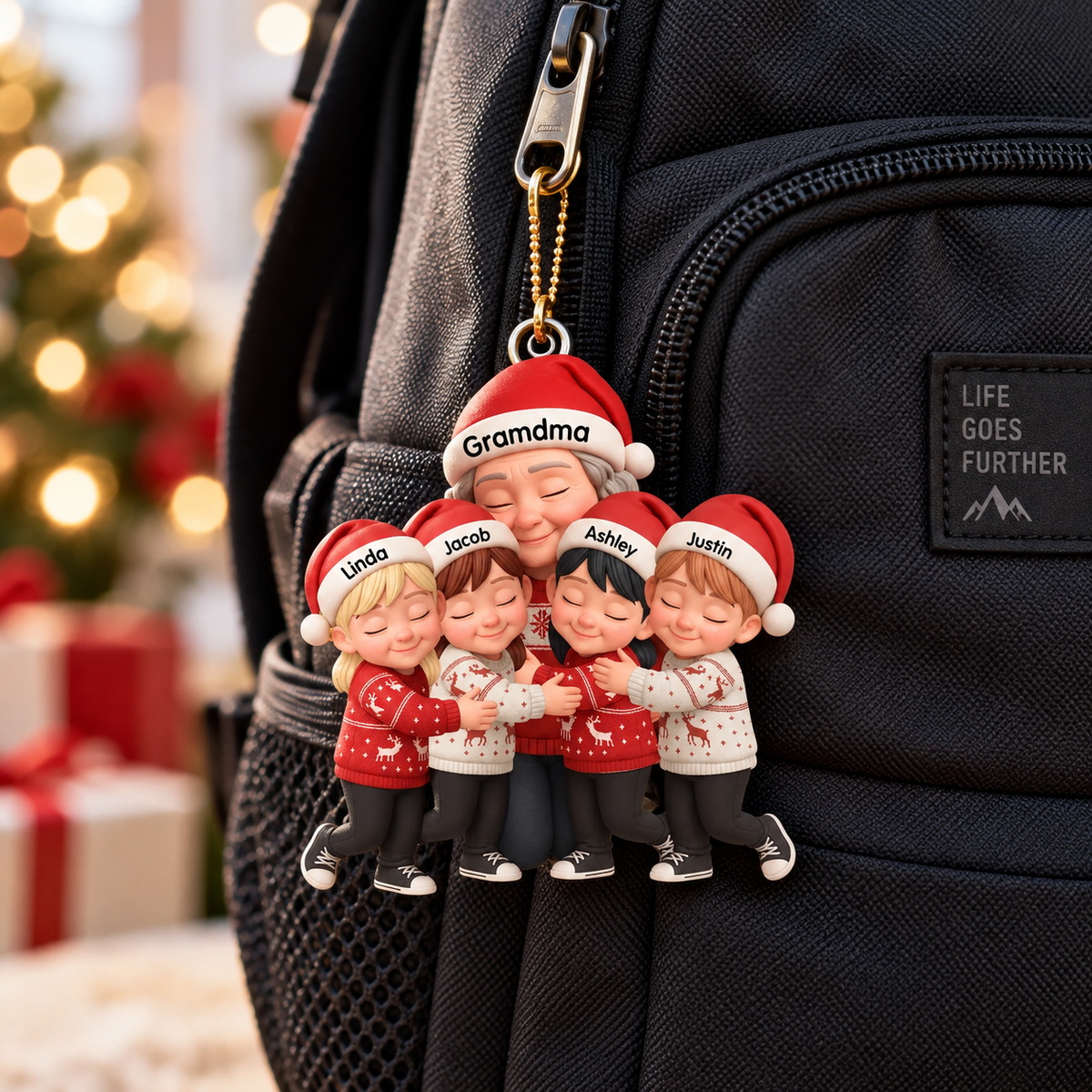 Personalized Grandma Grandkids 3D Effect Christmas Ornament, Custom Hugging Family Acrylic Keepsake, Heartwarming Gift for Grandma Nana Grandchildren