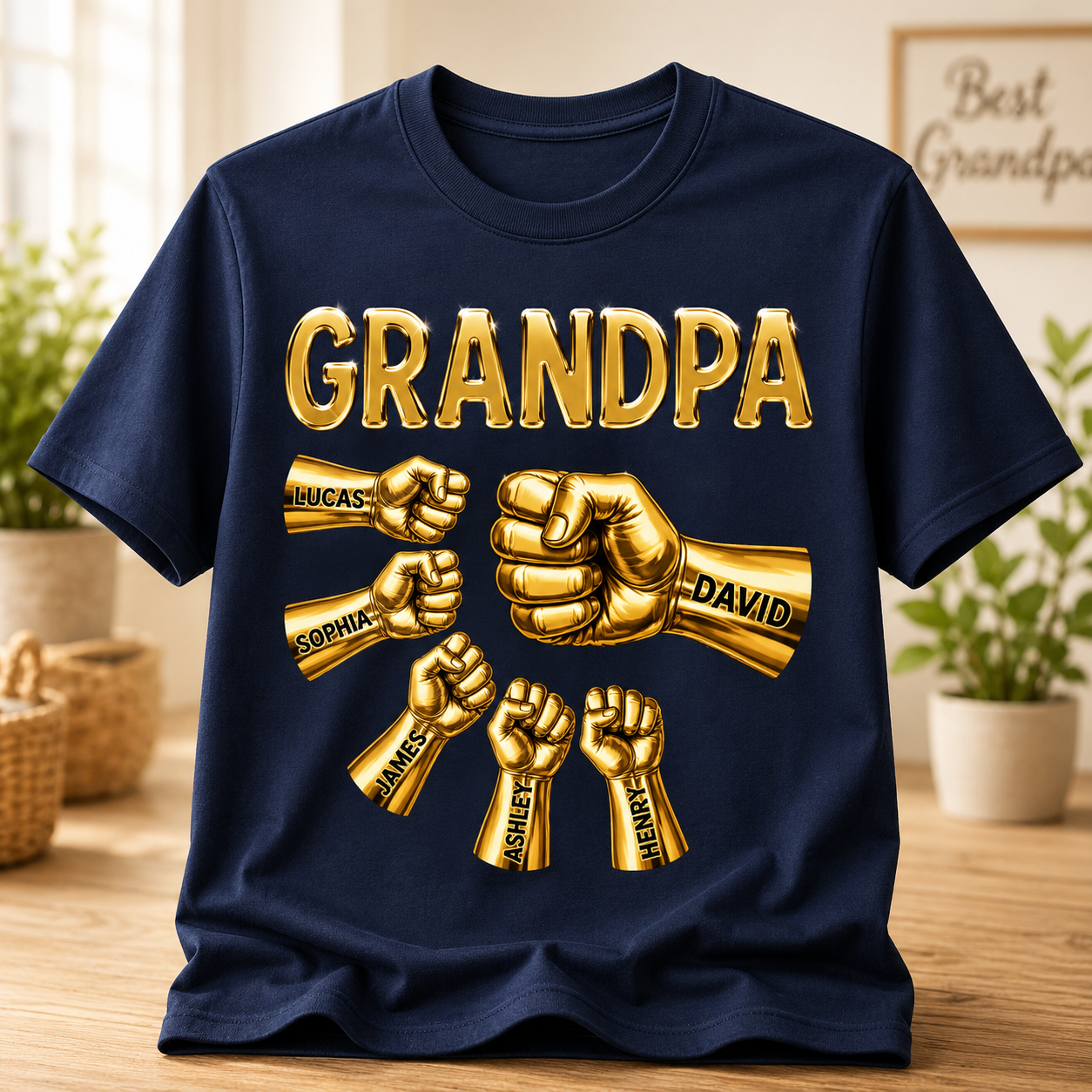 Grandpa Strong Fist Bump Shirt – Personalized Names Gift for Dad