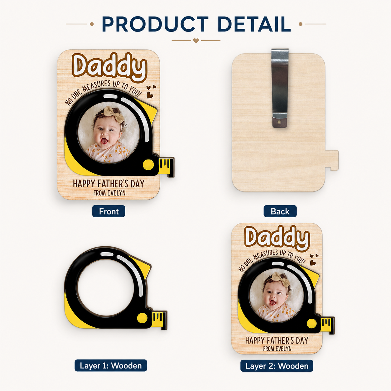 Clip parasol personalizado con foto para papá o abuelo – Nadie se compara contigo, accesorio personalizado para coche, regalo del Día del Padre para papá