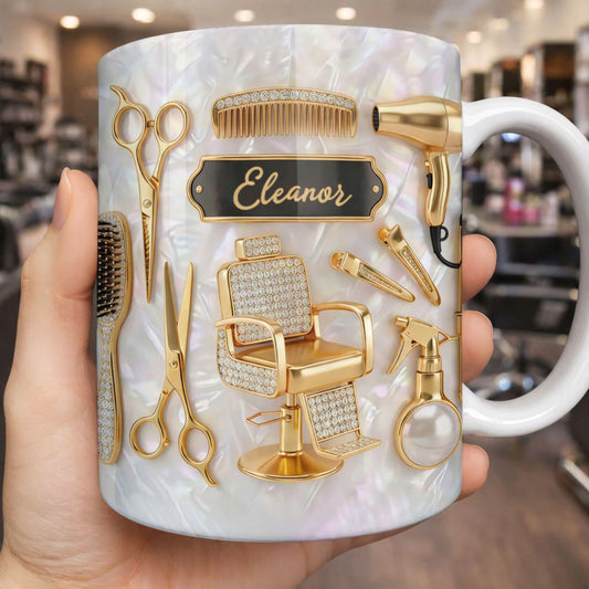 Personalized Barber Name Mug, 11oz, 15oz 3D Print Effect Hair Stylist Gift, Gift for barbers and hairstylists
