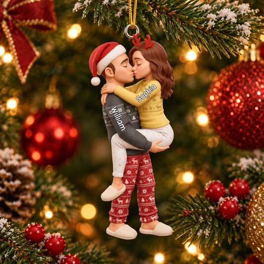 Personalized Husband Wife 3D Effect Christmas Ornament, Custom Couple Acrylic Keepsake, Romantic Gift for Husband Wife Newlyweds Anniversary