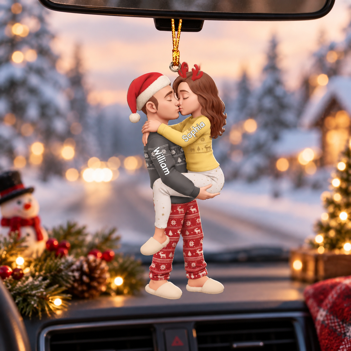 Personalized Husband Wife 3D Effect Christmas Ornament, Custom Couple Acrylic Keepsake, Romantic Gift for Husband Wife Newlyweds Anniversary