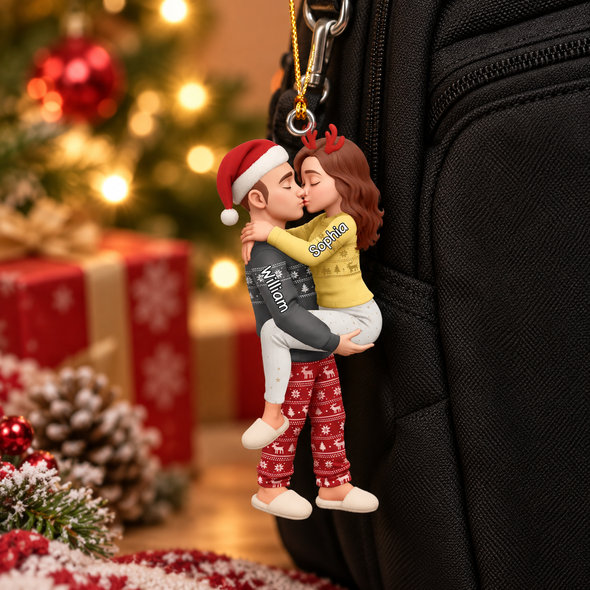 Personalized Husband Wife 3D Effect Christmas Ornament, Custom Couple Acrylic Keepsake, Romantic Gift for Husband Wife Newlyweds Anniversary