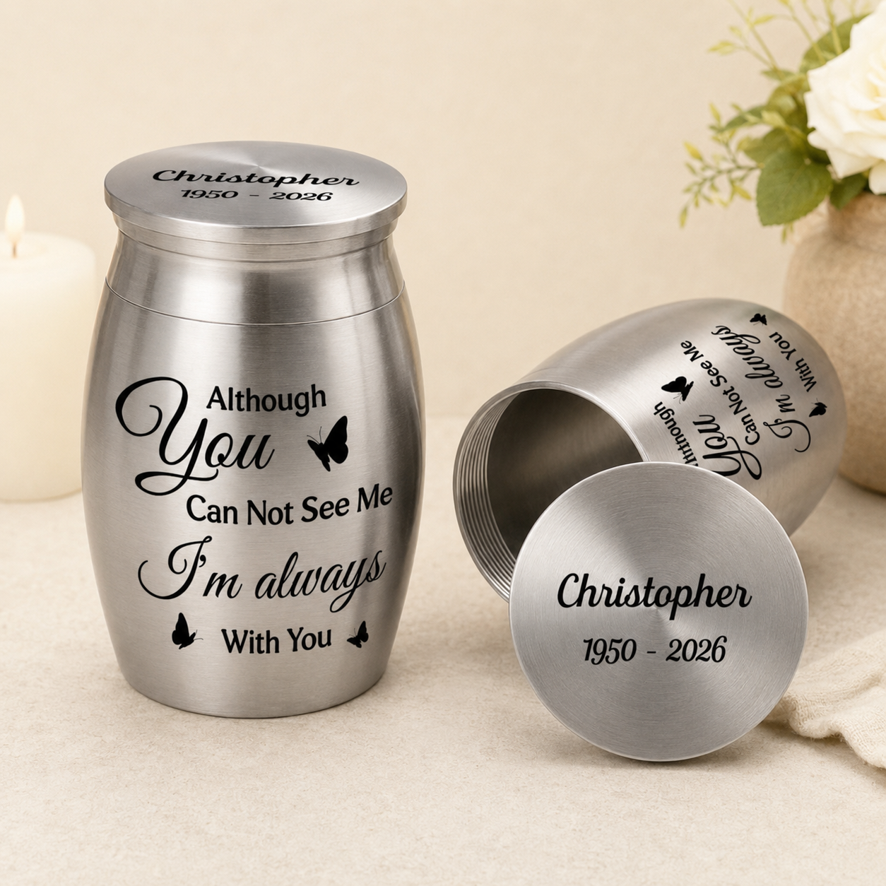 I’m Always With You Mini Urn – Personalized Memorial Keepsake Urn for Loss of Mom/Dad