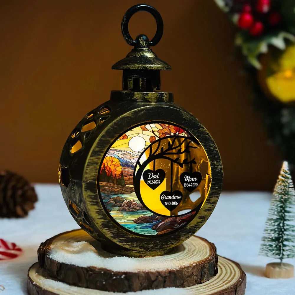Personalized In Heaven Christmas Lantern, Custom Memorial Light with Name or Message, Remembrance Gift for Loss of Loved One Family