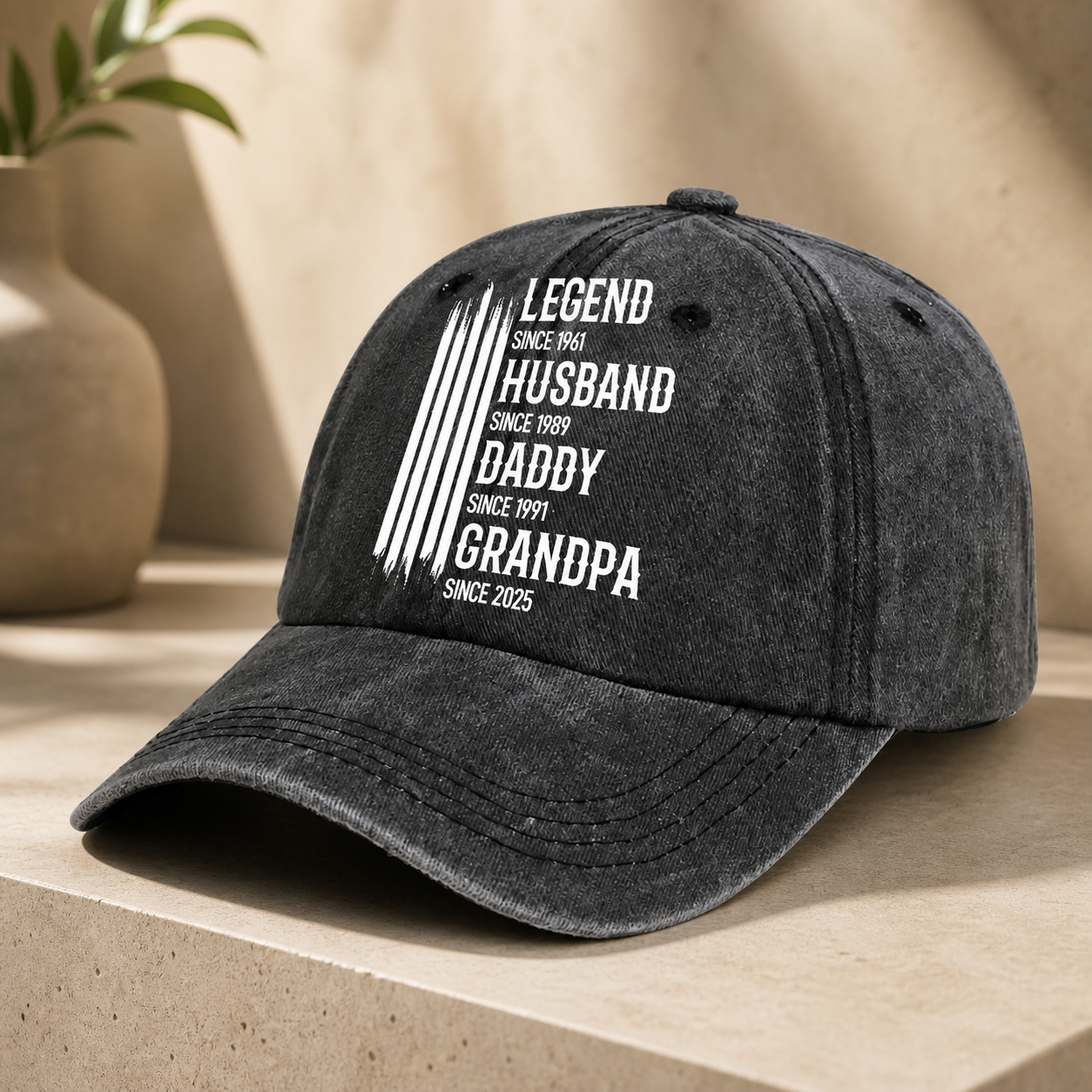 Die Original-Legende – Personalisierte Legenden-Papa-Mütze, individuelles, verwaschenes Vintage-Denim-Cap-Geschenk