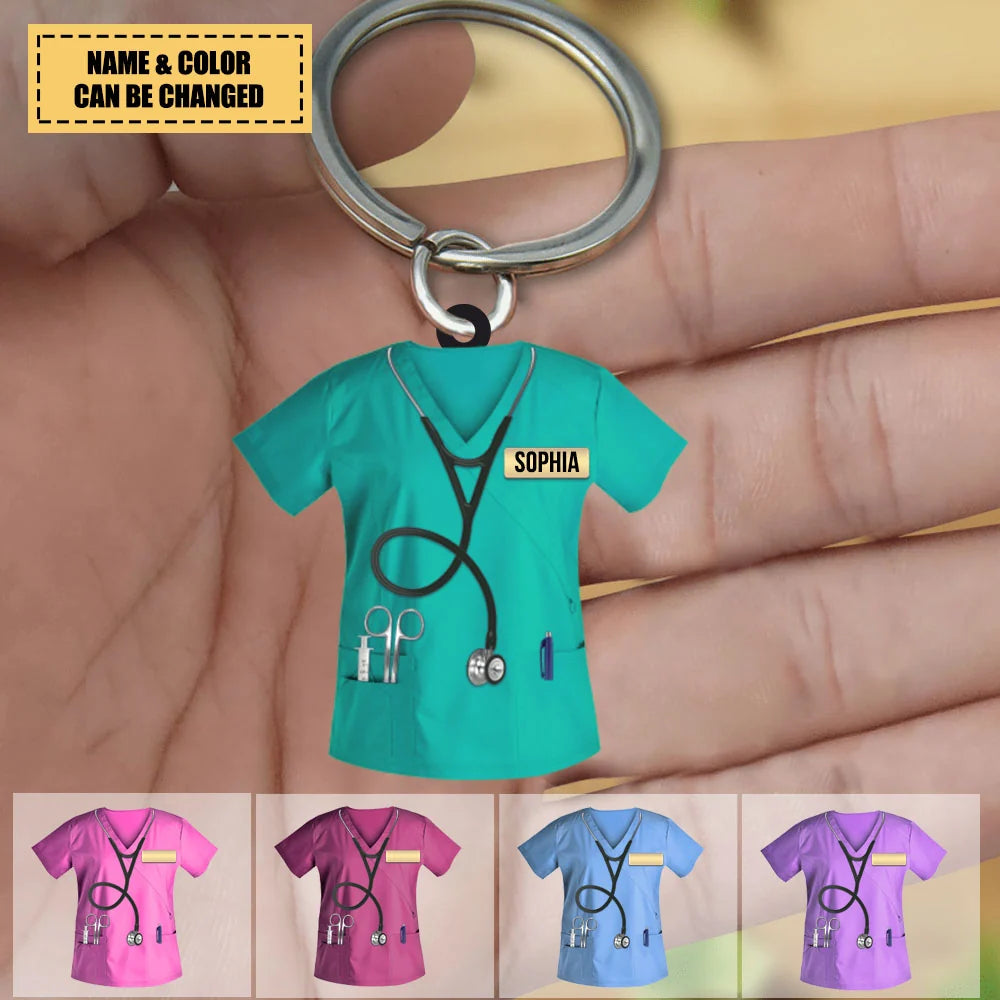 Personalized Nurse Scrubs 3D Effect Car Ornament with Name, Custom RN Uniform Hanging Charm, Gift for Registered Nurse Nursing Student