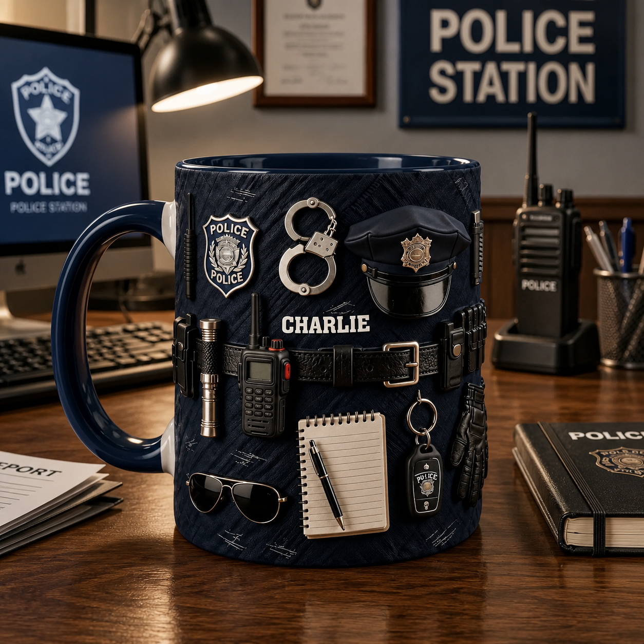 Personalized Police Officer 3D Effect Mug - Custom Name Law Enforcement Ceramic Coffee Cup, Police Academy Graduation Retirement Gift for Him Her, 11oz 15oz