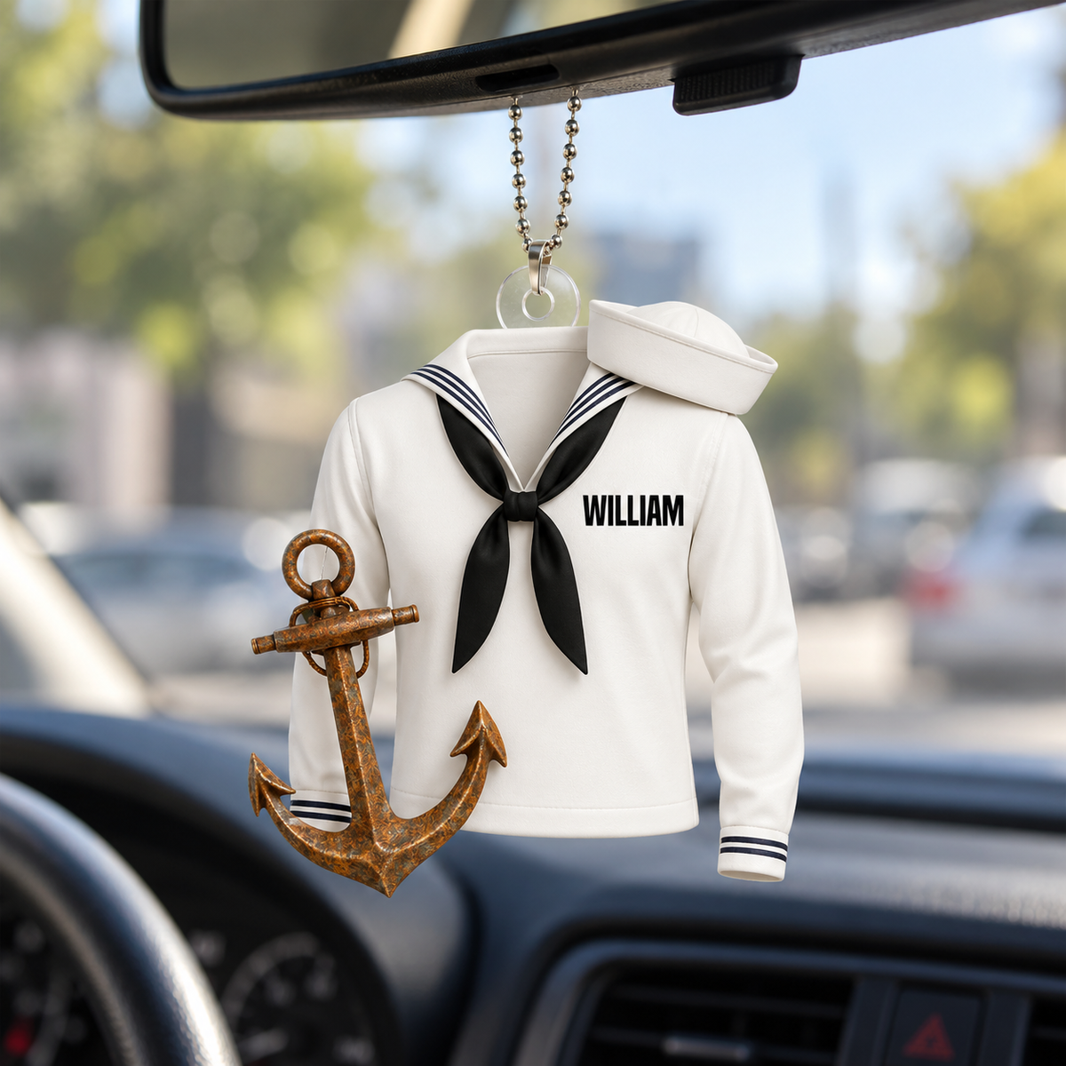 Personalized Sailor Car 3D Effect Ornament with Name, Custom Navy Uniform Acrylic Car Charm, Gift for Sailor Veteran Military Family
