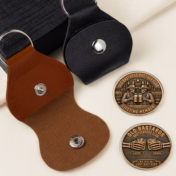 Personalized Old Bastards Brotherhood Pocket Hug Token – Custom Stainless Steel Keepsake Gift for Friends