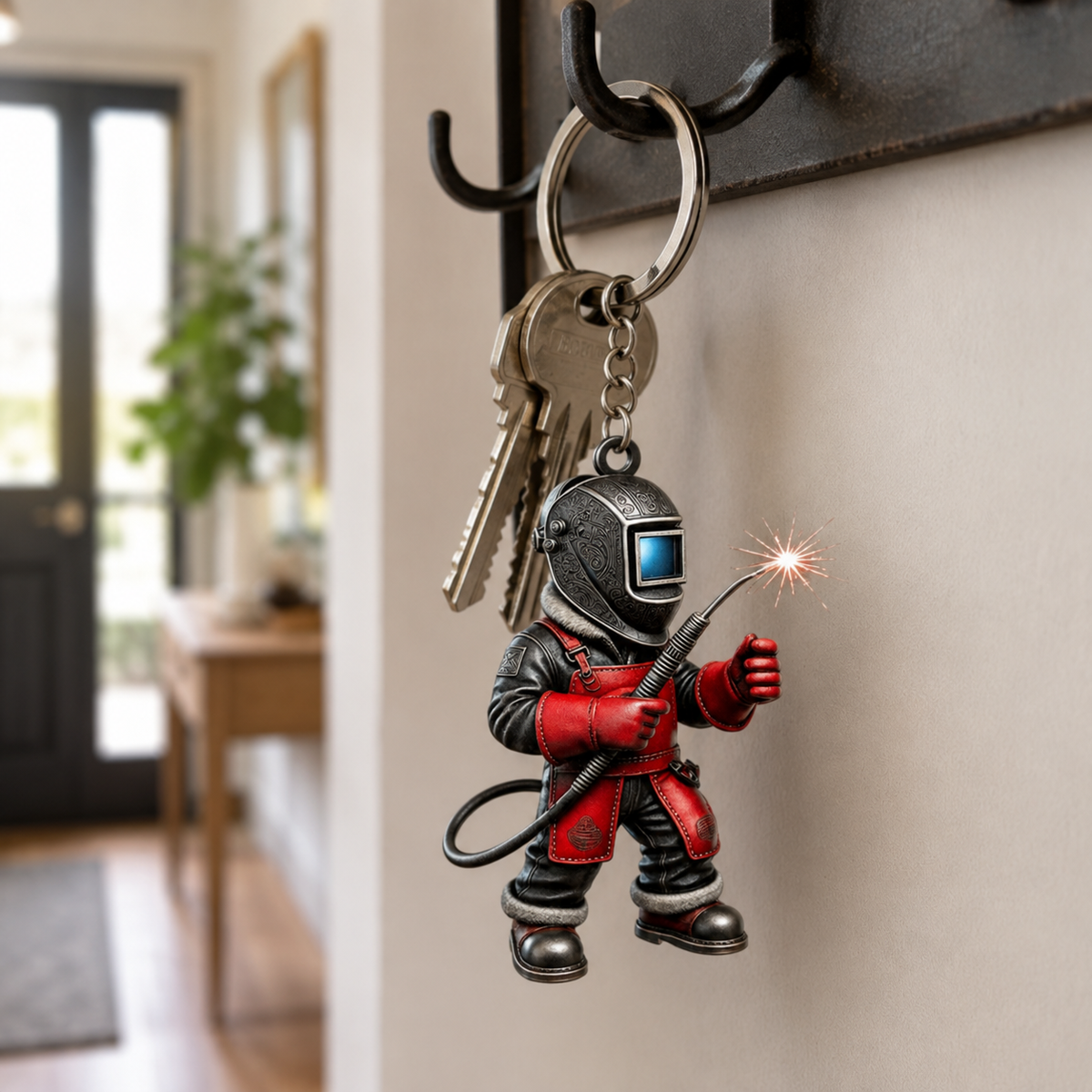 Personalized Welder 3D Effect Keychain with Name, Custom Welding Worker Acrylic Key Ring, Gift for Welder Husband Dad Boyfriend
