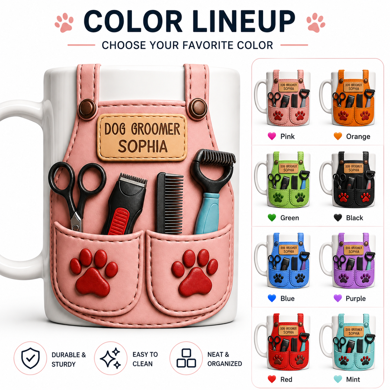 Personalized Dog Groomer Mug 3D Effect – Custom Name Gift for Pet Groomers & Dog Lovers