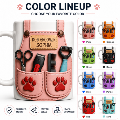 Personalized Dog Groomer Mug 3D Effect – Custom Name Gift for Pet Groomers & Dog Lovers
