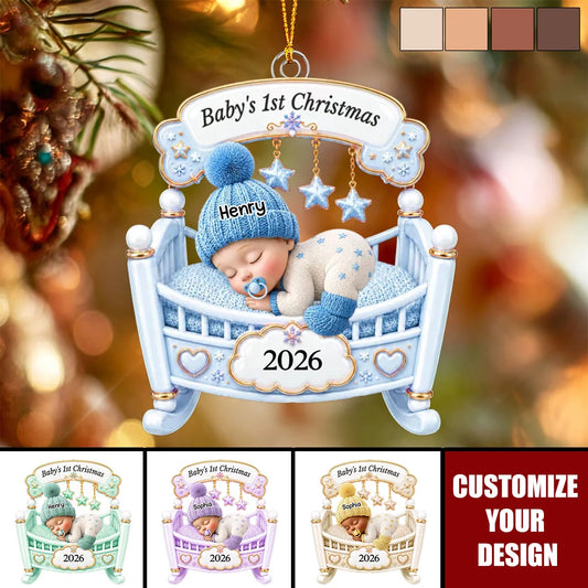 Personalized Baby First Christmas Ornament, The Sweetest Miracle Custom Newborn Acrylic Keepsake, Gift for New Parents Baby Boy Girl