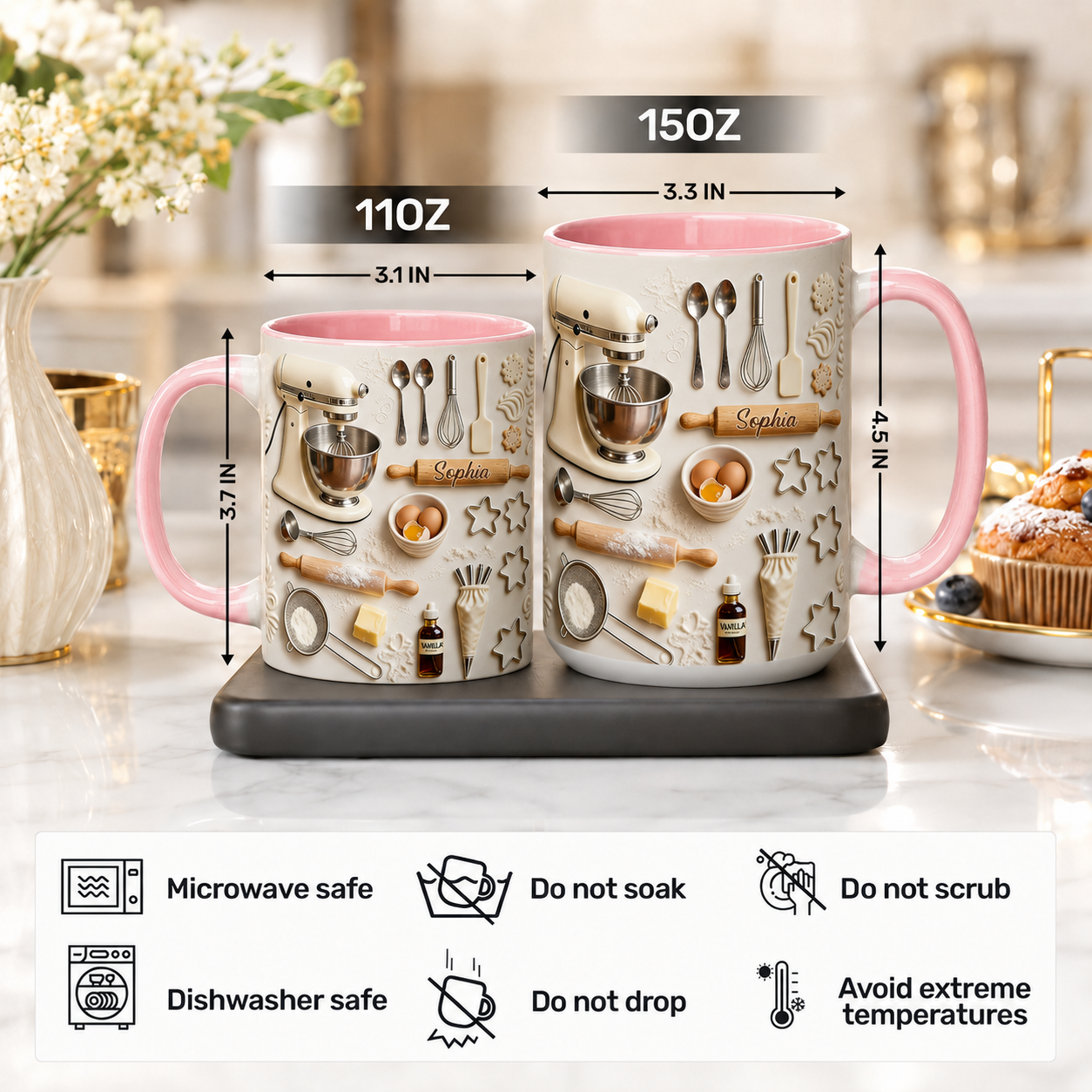 Liebe Backen Personalisierte Tasse – Individuelles Namensgeschenk für Bäcker