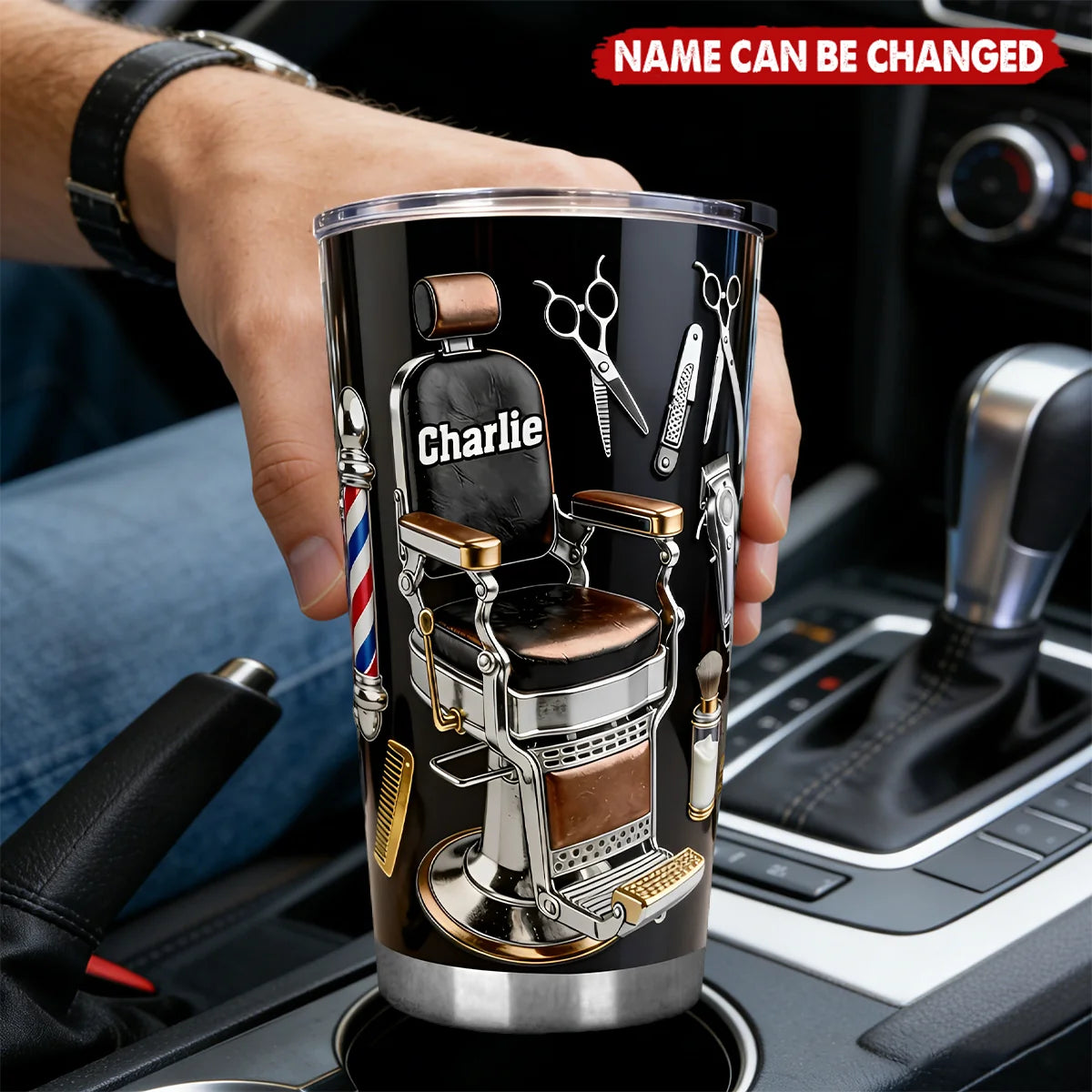 Personalized Barber Hairdresser Tumbler with Name, Custom 20oz 30oz Stainless Steel Insulated Cup, Gift for Barber Hairstylist Salon Professional