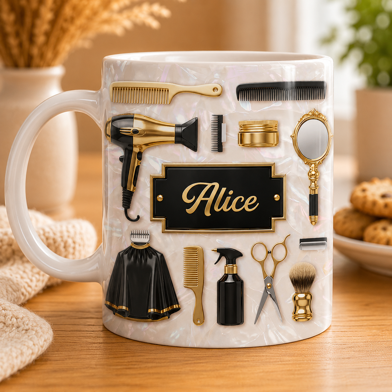 Taza Personalizada de Barbero/Peluquero con Nombre – Regalo con Efecto 3D